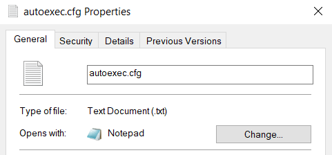 CS2 autoexec instructions: file properties txt