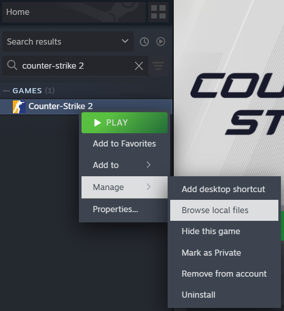 Steam - Browse local files