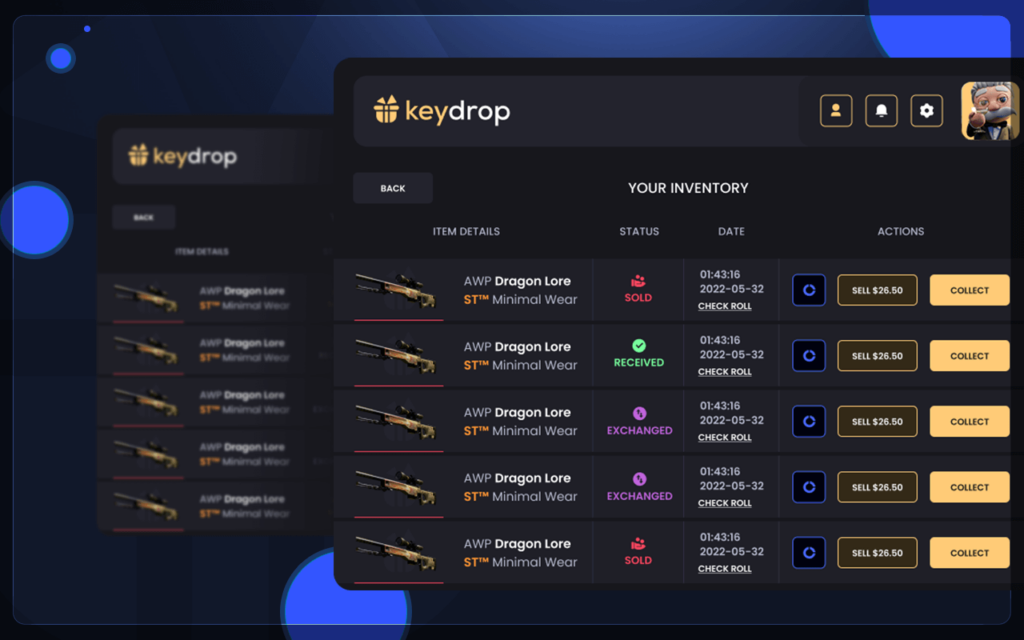 Key-Drop browser extension: inventory view